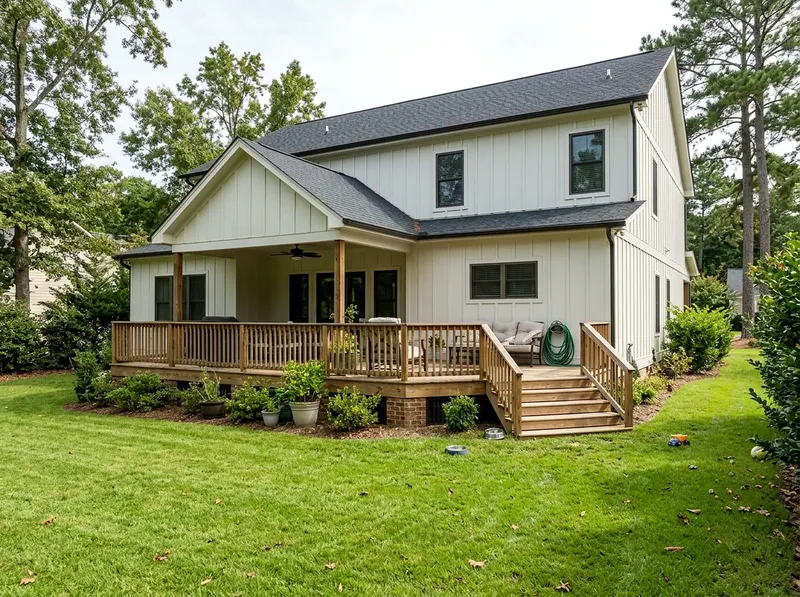 300 sq ft White Wood Modern Farmhouse deck