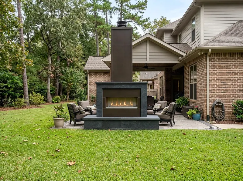 Compact Charcoal Linear gas Modern fireplace