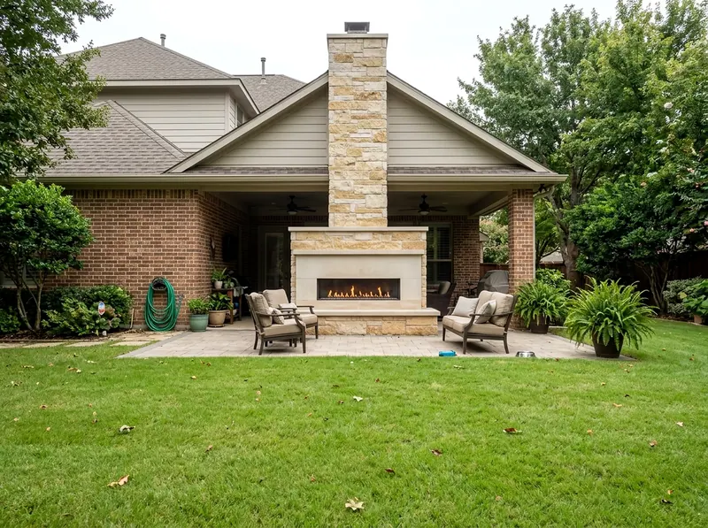 Compact Limestone Linear gas Modern fireplace