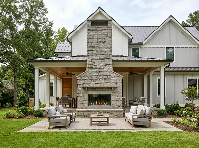 Standard White Linear gas Farmhouse fireplace