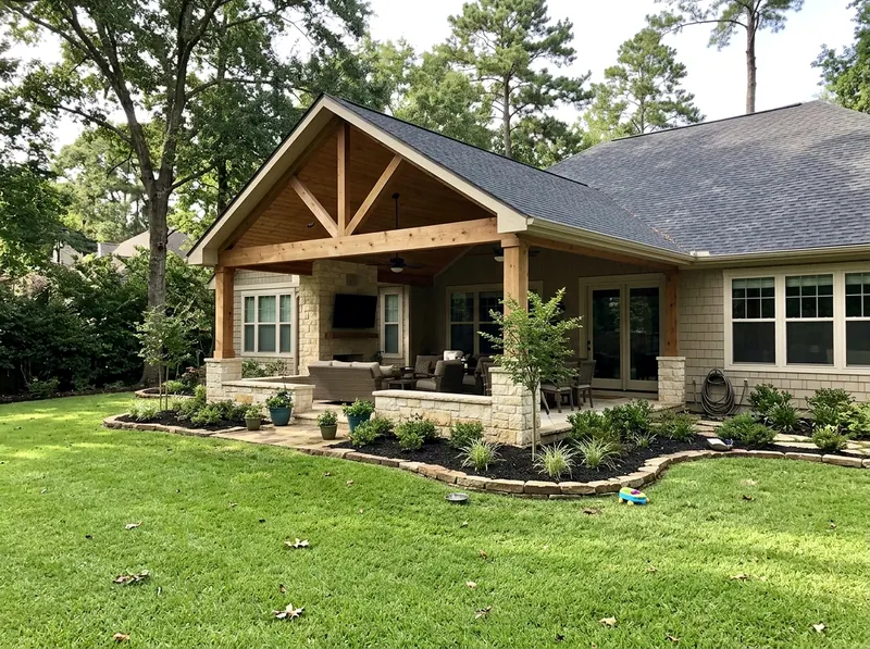 500 sq ft Limestone New planting Craftsman landscaping