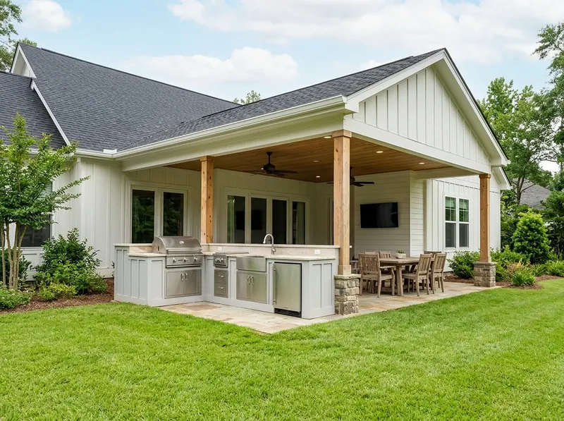 12 linear ft White Appliance package Modern Farmhouse outdoor kitchen