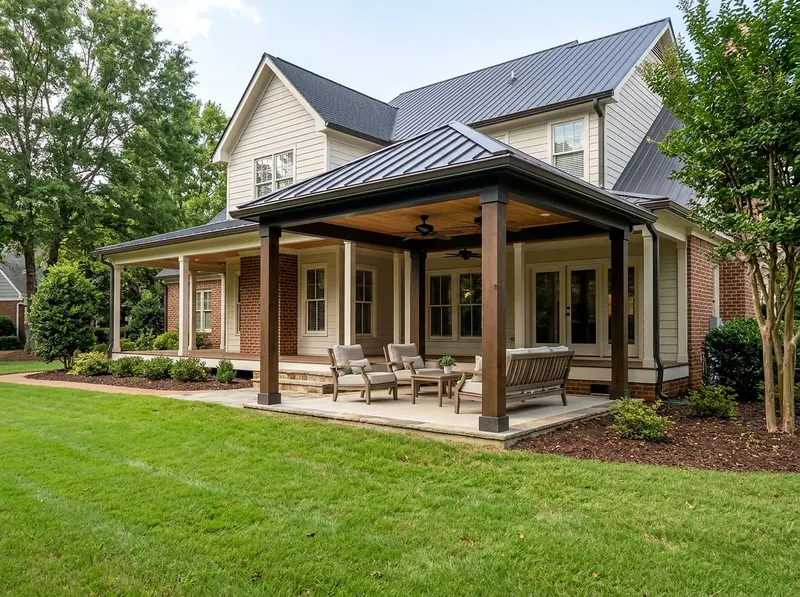 10×12 ft Charcoal Aluminum Farmhouse Hip Attached patio cover