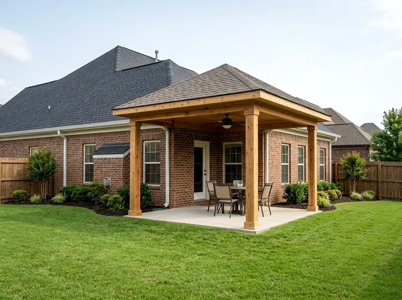 10×12 ft Natural cedar Solid Traditional Hip Attached patio cover