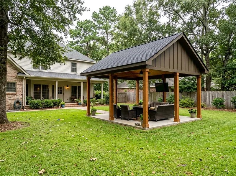 12×20 ft Charcoal Solid Farmhouse Gable Freestanding pavilion