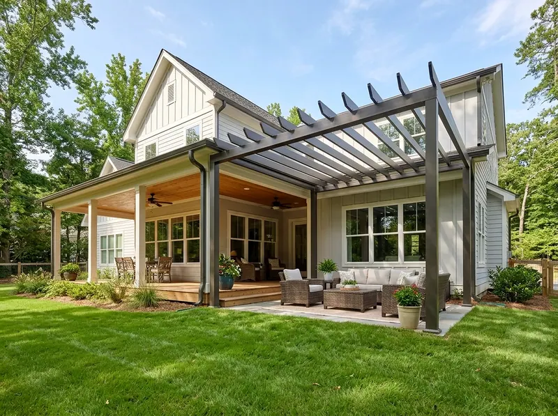 200 sq ft White Aluminum Farmhouse Open pergola