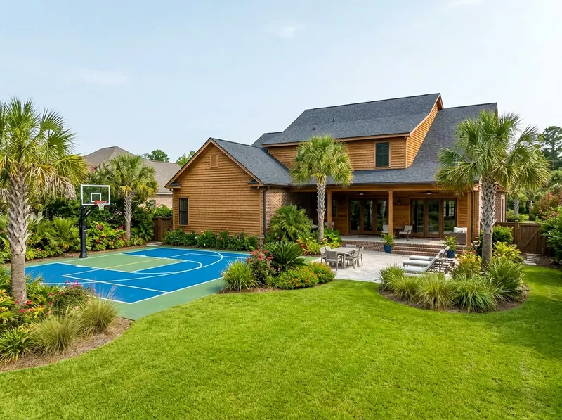 Large Natural cedar Basketball Tropical sport court