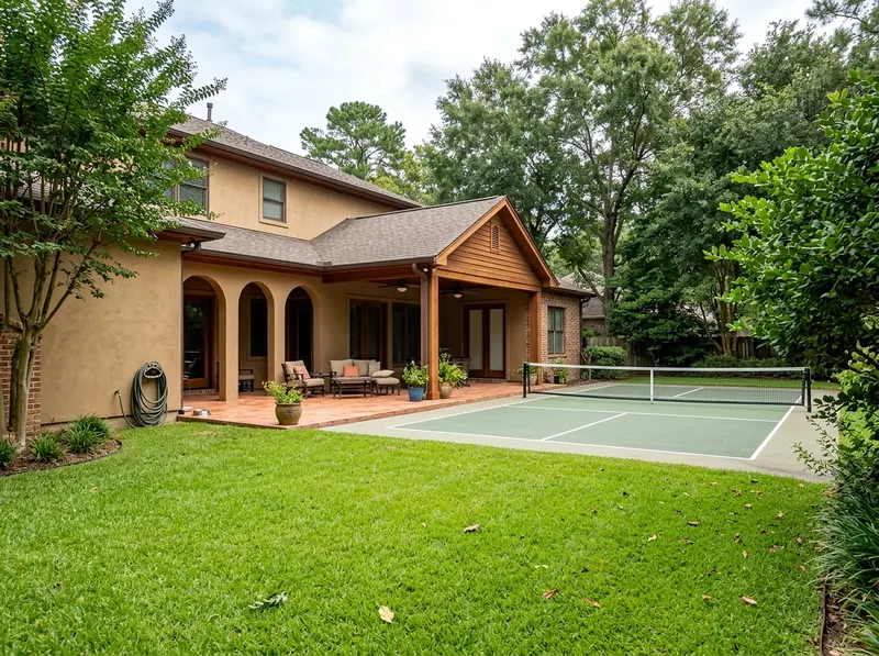 Large Natural cedar Pickleball Mediterranean sport court