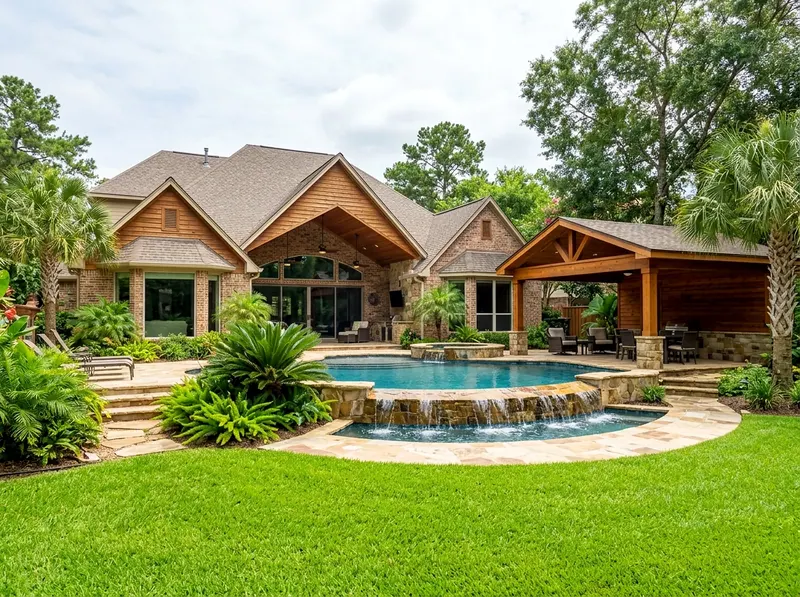Large Natural cedar Waterfall Tropical water feature